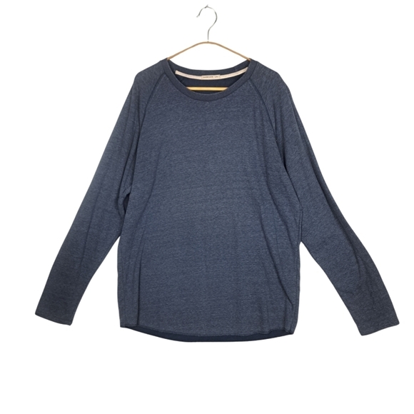Marine Layer Double Knit Baseball Raglan in Deep Denim Color Men's L/XL - Picture 2 of 8